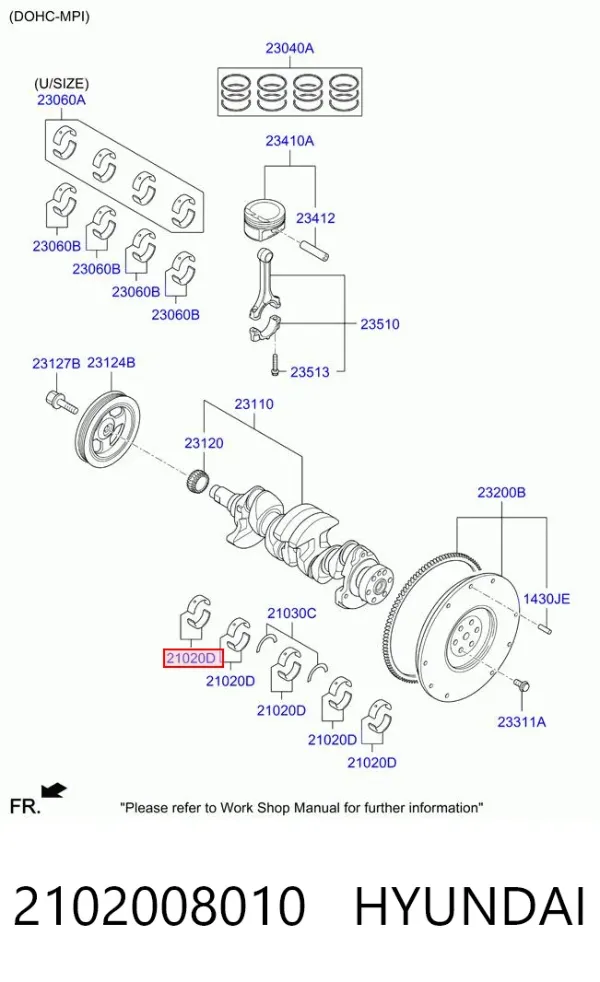 Вкладиші шатунні 2102008010 Hyundai/Kia