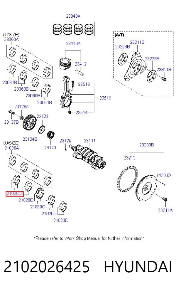 Вкладиші колінвала, корінні, комплект, стандарт (STD) 2102026425 Hyundai/Kia