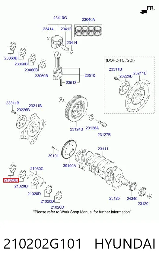 Вкладиші шатунні 210202G101 Hyundai/Kia