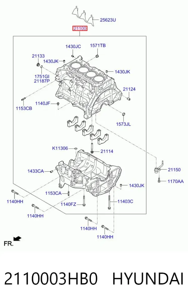 Блок циліндрів двигуна 2110003HB0 Hyundai/Kia