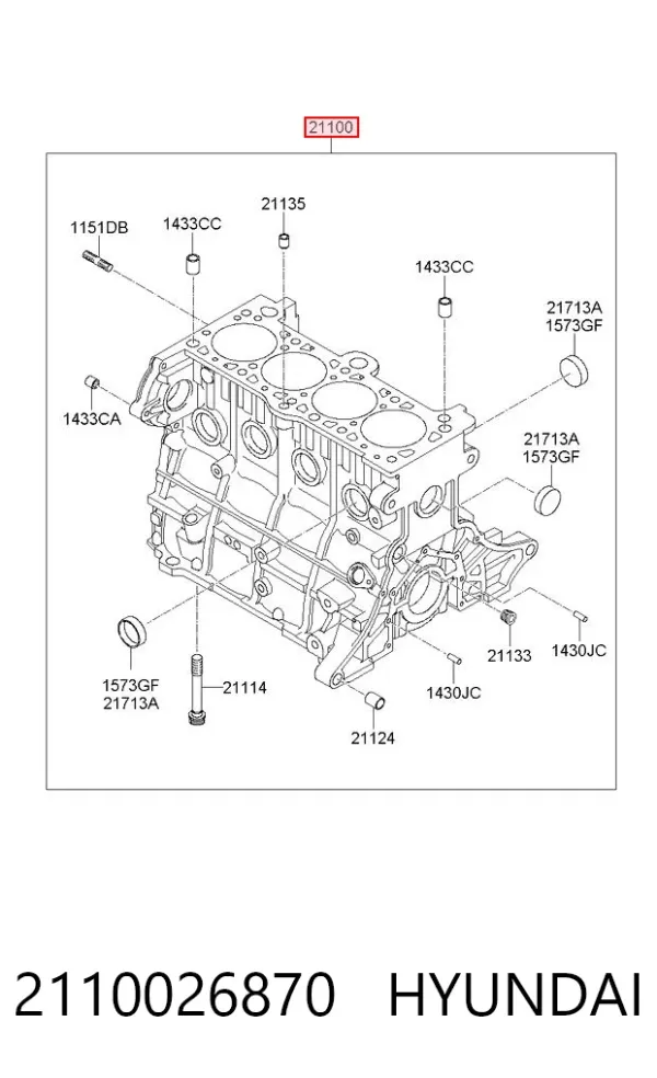 Блок циліндрів двигуна 2110026870 Hyundai/Kia