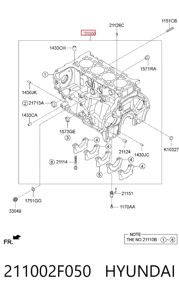 Блок циліндрів двигуна 211002F050 Hyundai/Kia