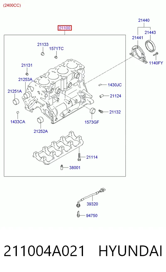 Блок циліндрів двигуна 211004A021 Hyundai/Kia