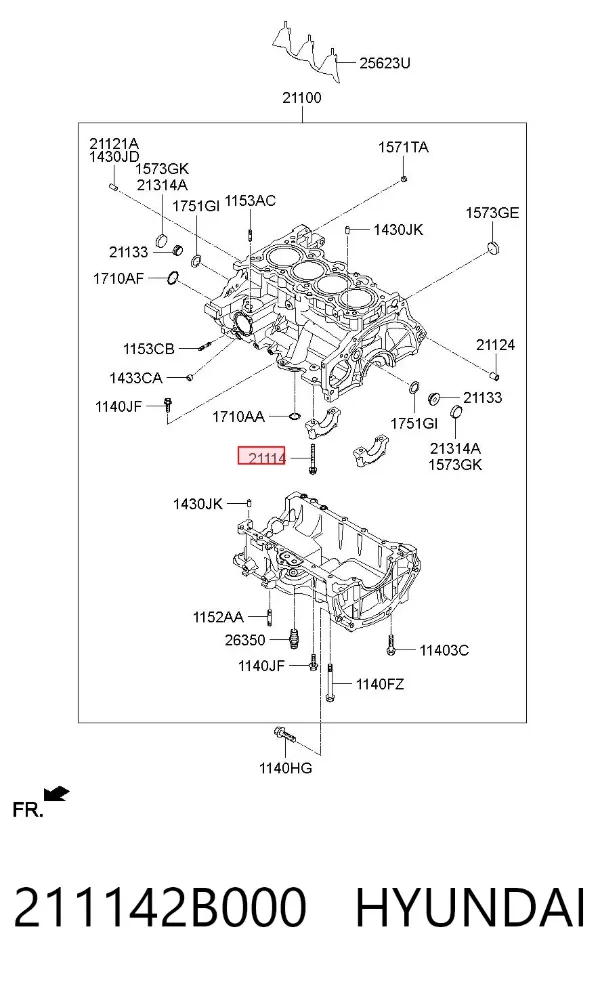 Болт кришки корінного вкладиша 211142B000 Hyundai/Kia