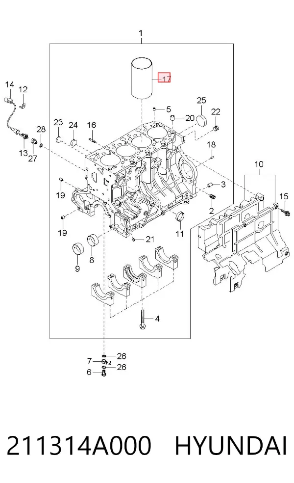 Гільза поршнева 211314A000 Hyundai/Kia