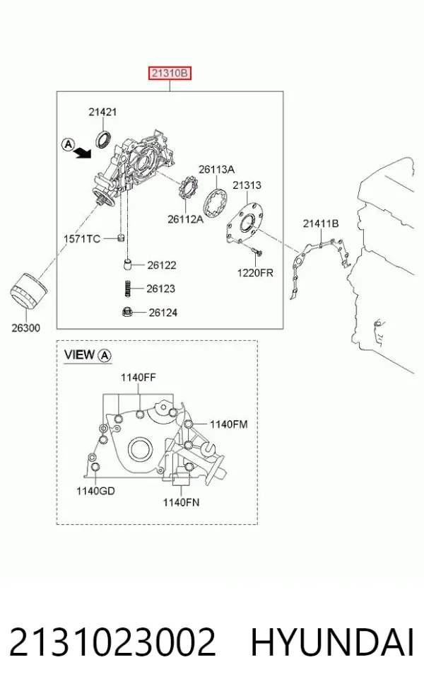Масляний насос 2131023002 Hyundai/Kia