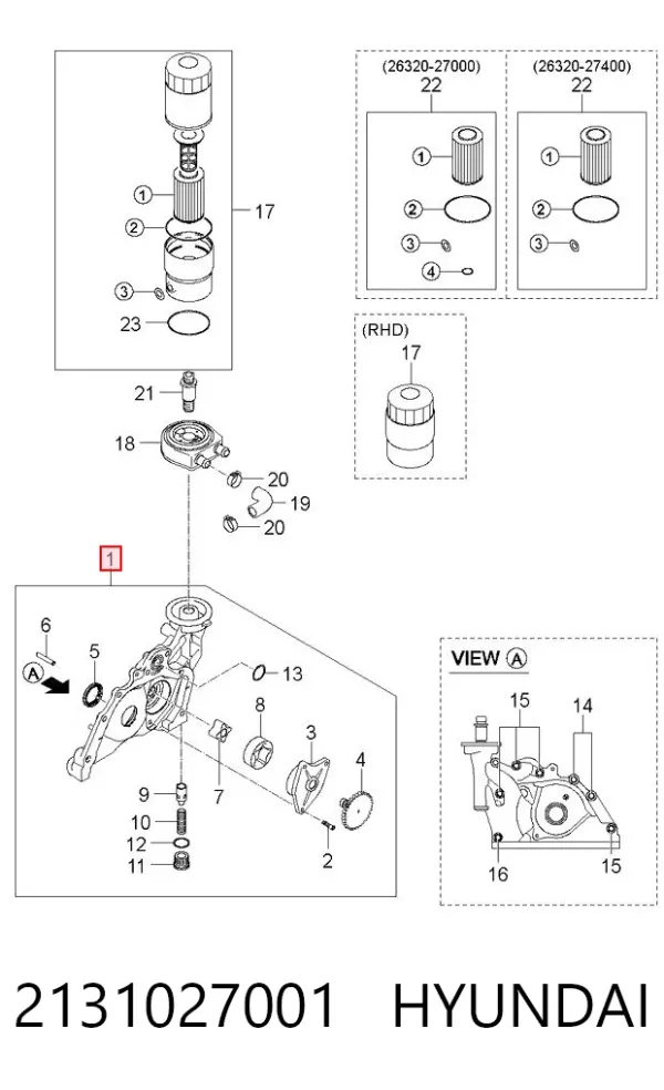 Масляний насос 2131027001 Hyundai/Kia