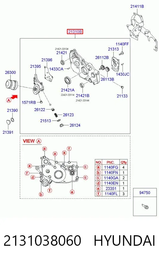 Масляний насос 2131038060 Hyundai/Kia