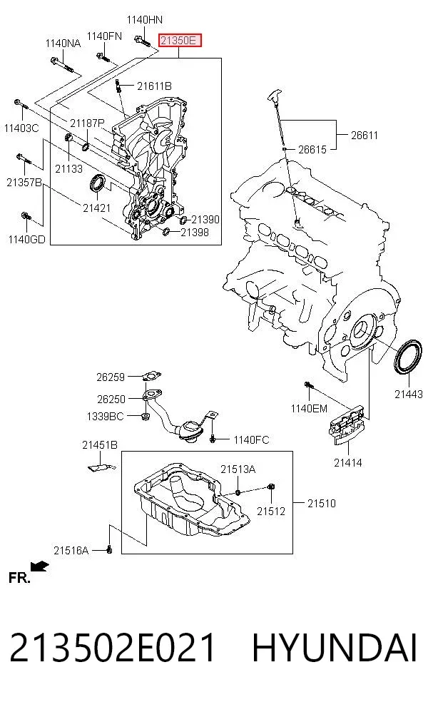 Захист ременя ГРМ, нижній 213502E021 Hyundai/Kia