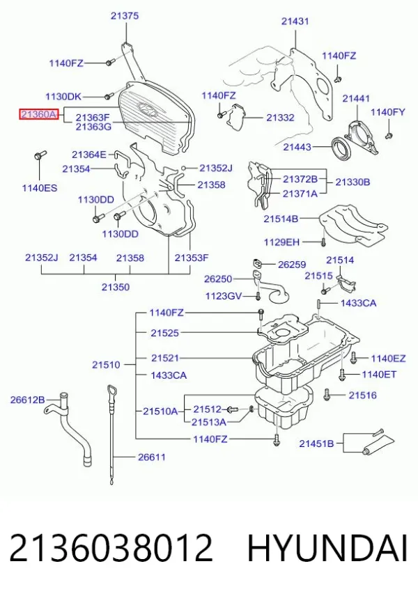 Захист ременя ГРМ, нижній 2136038012 Hyundai/Kia