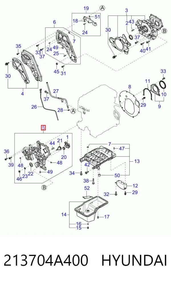 Кришка двигуна передня 213704A400 Hyundai/Kia