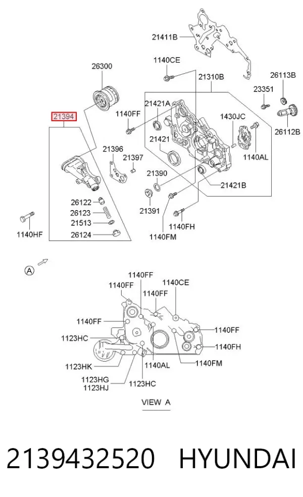 Корпус масляного фільтра 2139432520 Hyundai/Kia
