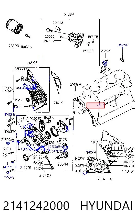 Прокладка передньої кришки двигуна, нижня 2141242000 Hyundai/Kia