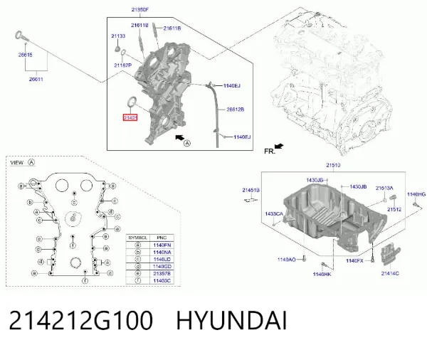 Сальник коленвалу 214212G100 Hyundai/Kia
