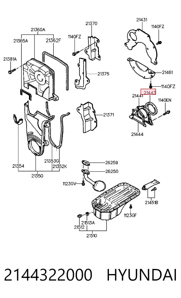 Сальник колінвала задній 2144322000 Hyundai/Kia