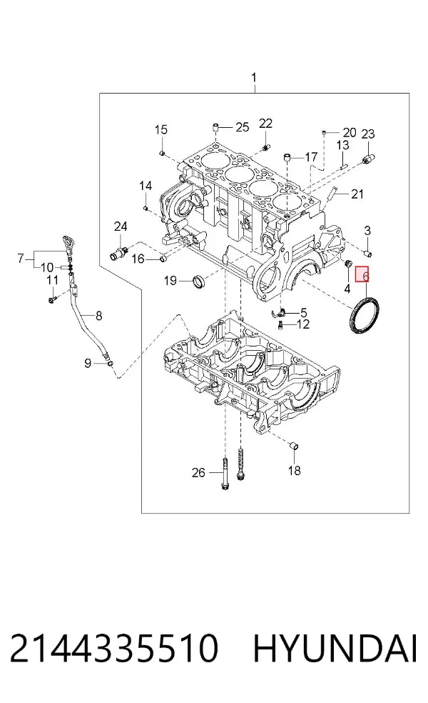 Сальник колінвала задній 2144335510 Hyundai/Kia