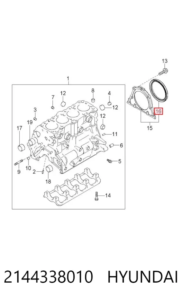 Сальник колінвала задній 2144338010 Hyundai/Kia