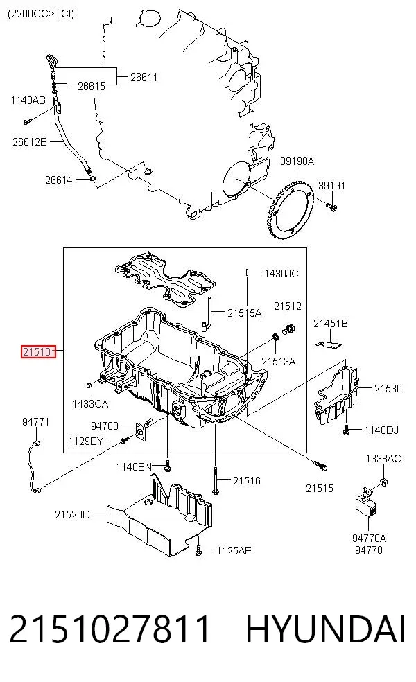 Піддон масляний картера двигуна 2151027811 Hyundai/Kia