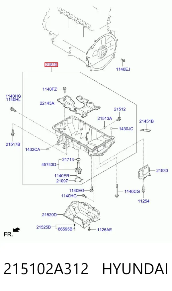 Піддон масляний картера двигуна 215102A312 Hyundai/Kia