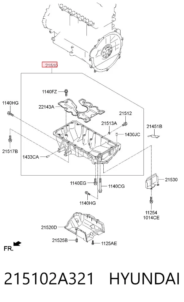 Піддон масляний картера двигуна 215102A321 Hyundai/Kia