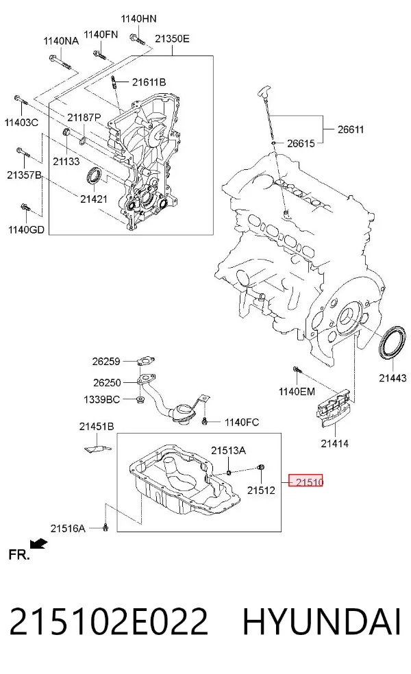 Піддон масляний картера двигуна 215102E022 Hyundai/Kia