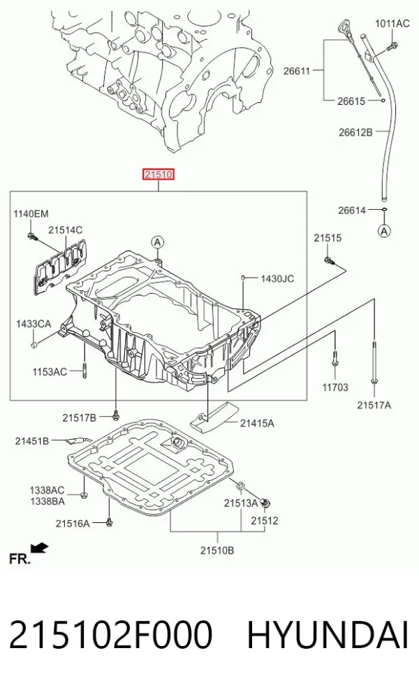 Піддон масляний картера двигуна, верхня частина 215102F000 Hyundai/Kia