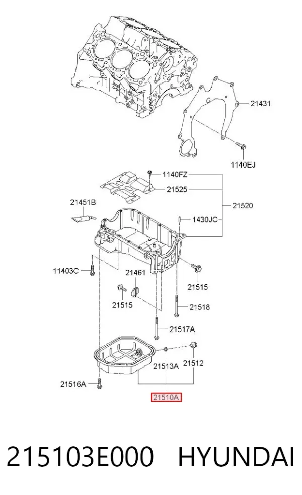Піддон масляний картера двигуна 215103E000 Hyundai/Kia