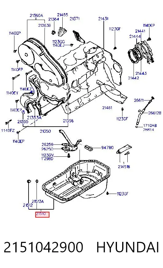 Піддон масляний картера двигуна 2151042900 Hyundai/Kia