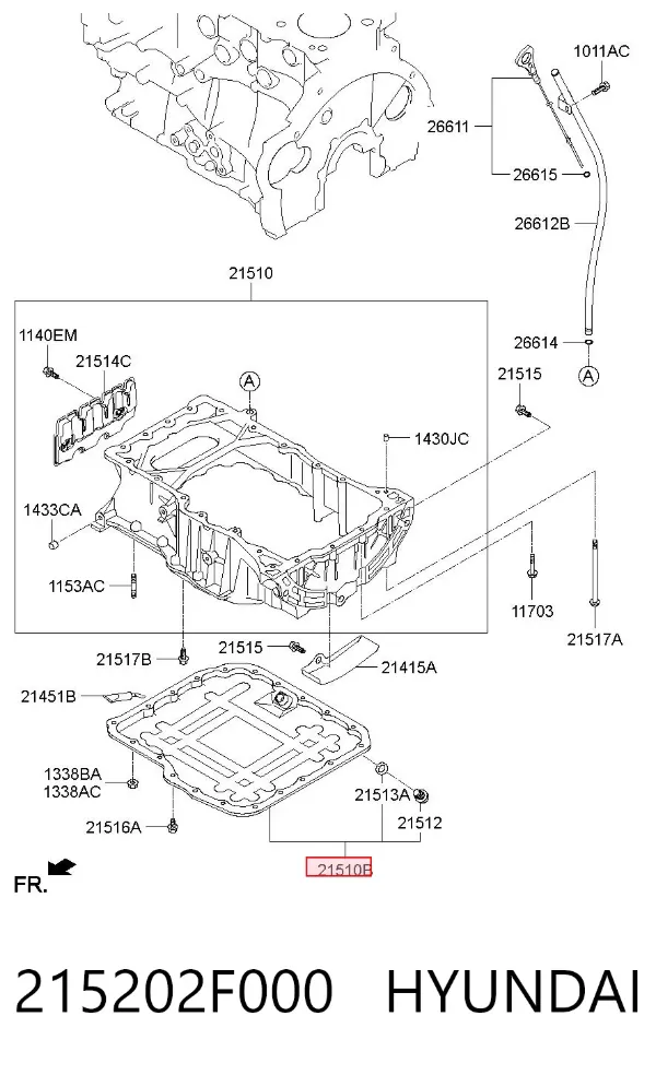 Піддон масляний картера двигуна, нижня частина 215202F000 Hyundai/Kia