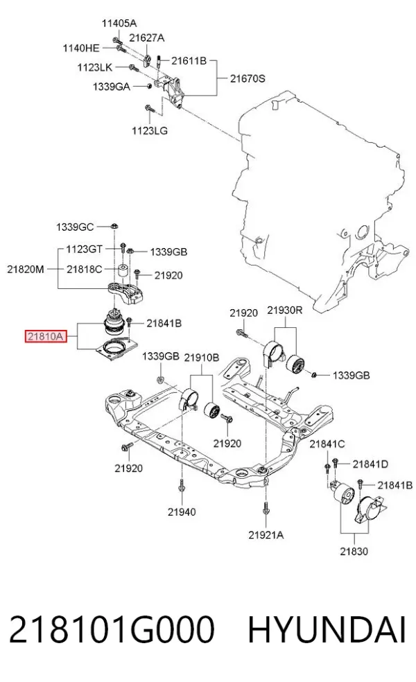 Подушка (опора) двигуна, права 218101G000 Hyundai/Kia