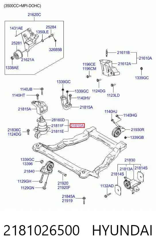 Подушка (опора) двигуна, права 2181026500 Hyundai/Kia