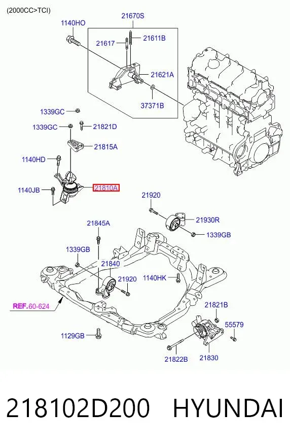 Подушка (опора) двигуна, права 218102D200 Hyundai/Kia