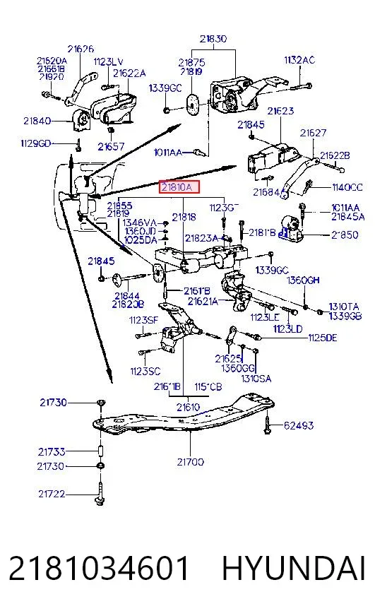 Подушка (опора) двигуна, ліва 2181034601 Hyundai/Kia