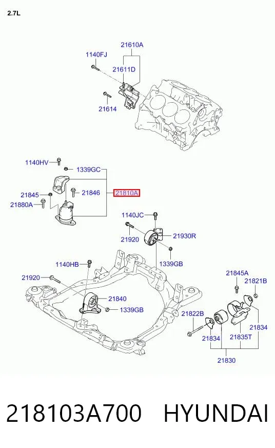 Подушка (опора) двигуна, права Hyundai Trajet FO