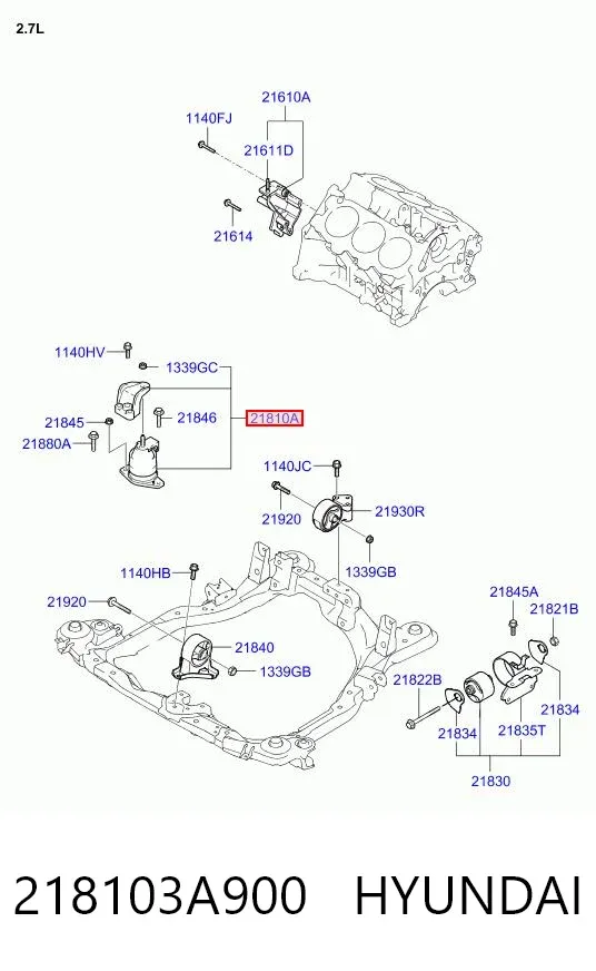 Подушка (опора) двигуна, права 218103A900 Hyundai/Kia