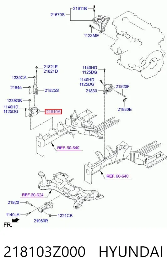 Подушка (опора) двигуна, права 218103Z000 Hyundai/Kia