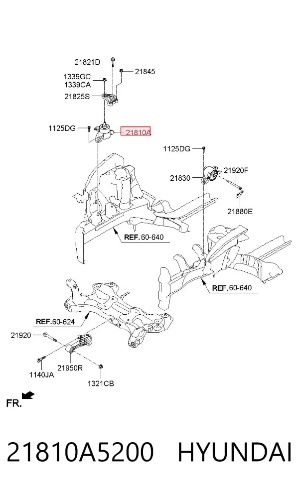 Подушка (опора) двигуна, права 21810A5200 Hyundai/Kia