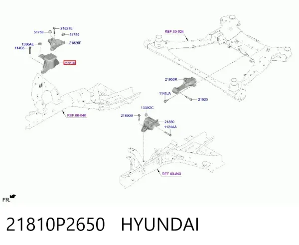 Подушка (опора) двигуна, права 21810P2650 Hyundai/Kia
