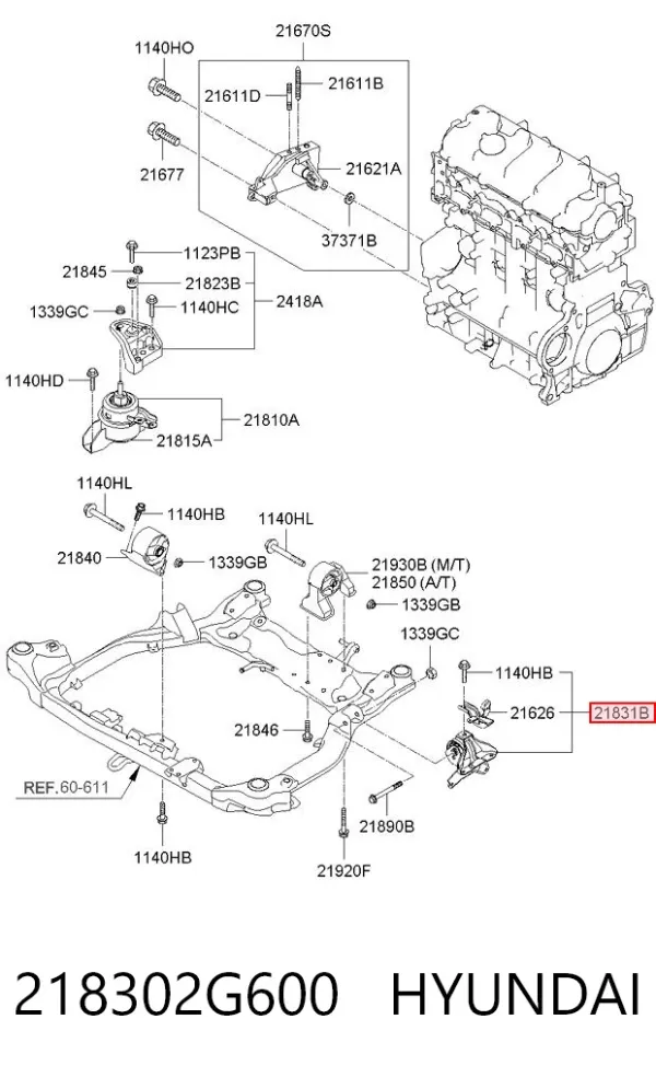 Подушка (опора) двигуна, ліва 218302G600 Hyundai/Kia