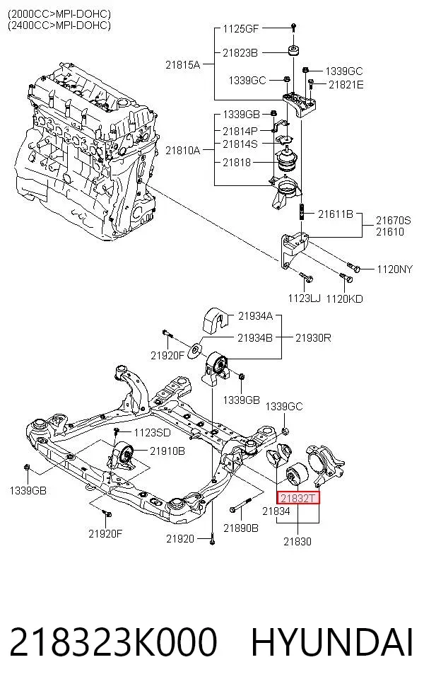 Подушка (опора) двигуна ліва (сайлентблок) 218323K000 Hyundai/Kia