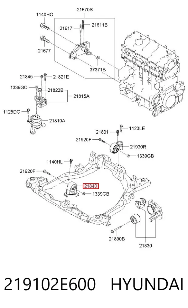 Подушка двигуна передня 219102E600 Hyundai/Kia