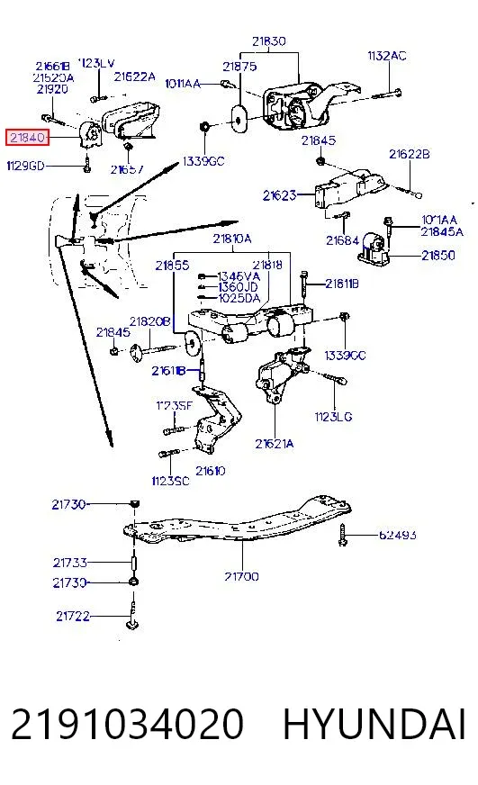 Подушка двигуна передня H09S97FA RBI