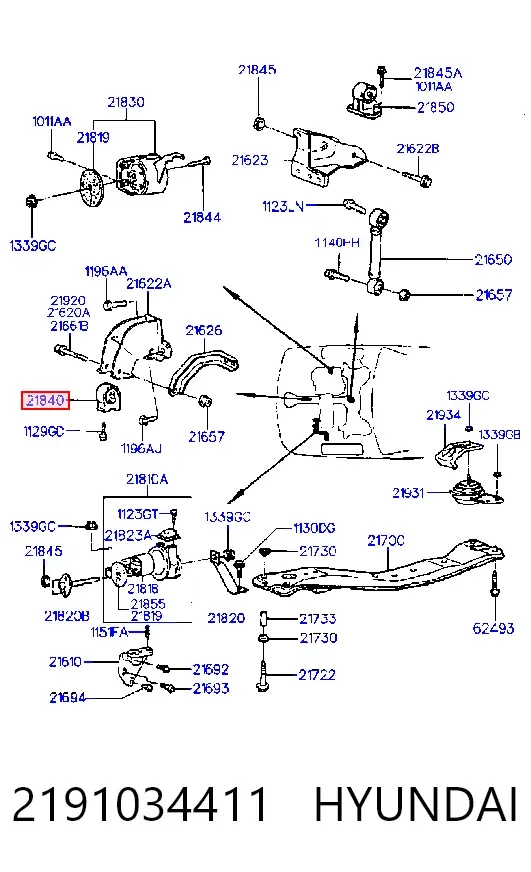 Подушка двигуна передня 2191034411 Hyundai/Kia