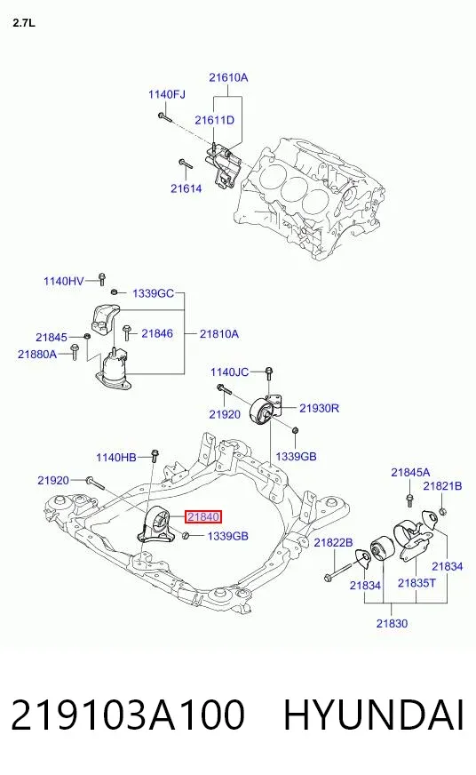 Подушка двигуна передня Hyundai Trajet FO