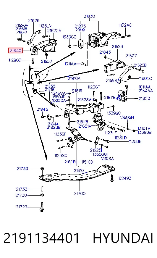 Подушка двигуна передня 2191134401 Hyundai/Kia