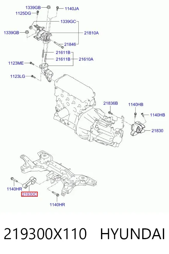 Подушка двигуна передня 219300X110 Hyundai/Kia