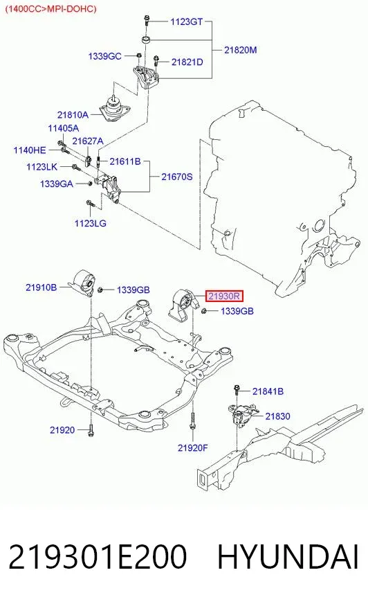 Подушка двигуна задня 219301E200 Hyundai/Kia