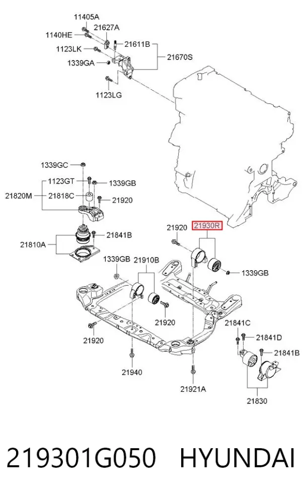 Подушка двигуна задня 219301G050 Hyundai/Kia