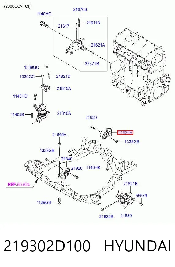 Подушка двигуна задня 219302D100 Hyundai/Kia