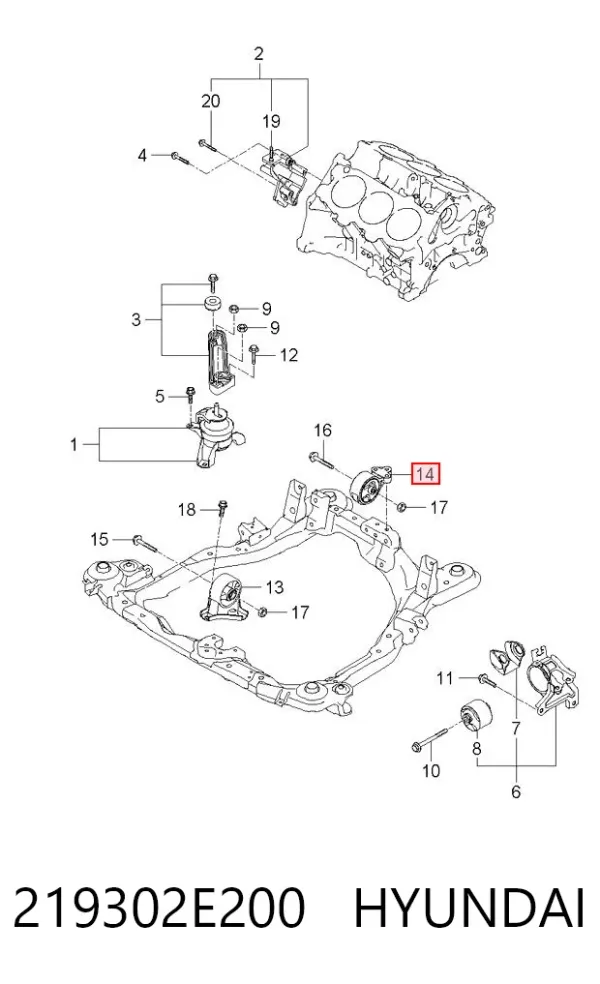 Подушка двигуна задня 219302E200 Hyundai/Kia